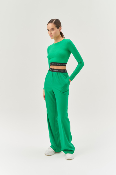 Лонгслив укороченный Logomania (травяной)